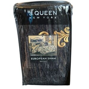 J Queen Toscano Black Euro Sham‎ Pillowcase 26x26 New